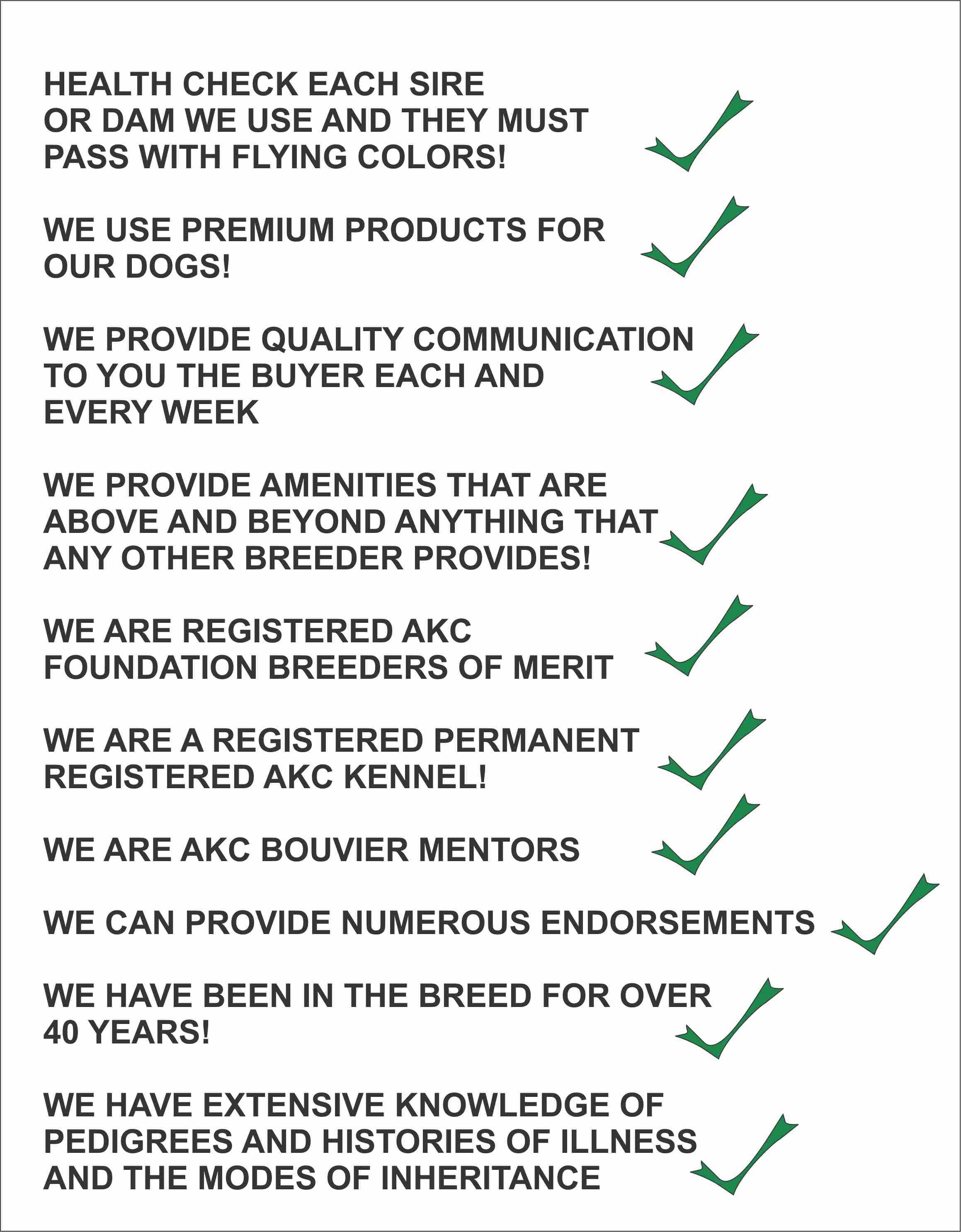 OUR CREDENTIALS CHECKLIST